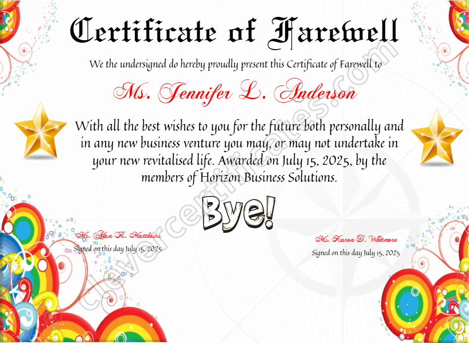 Certificate preview