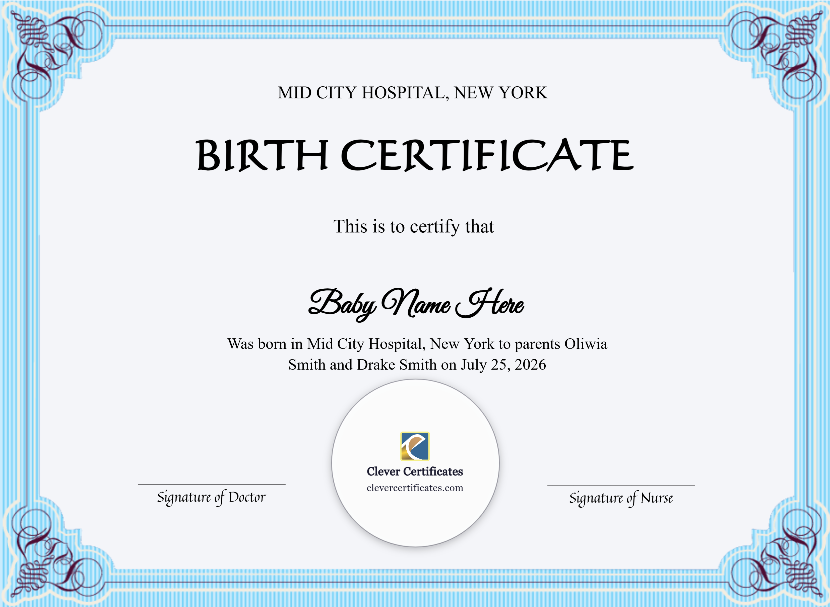 Certificate preview