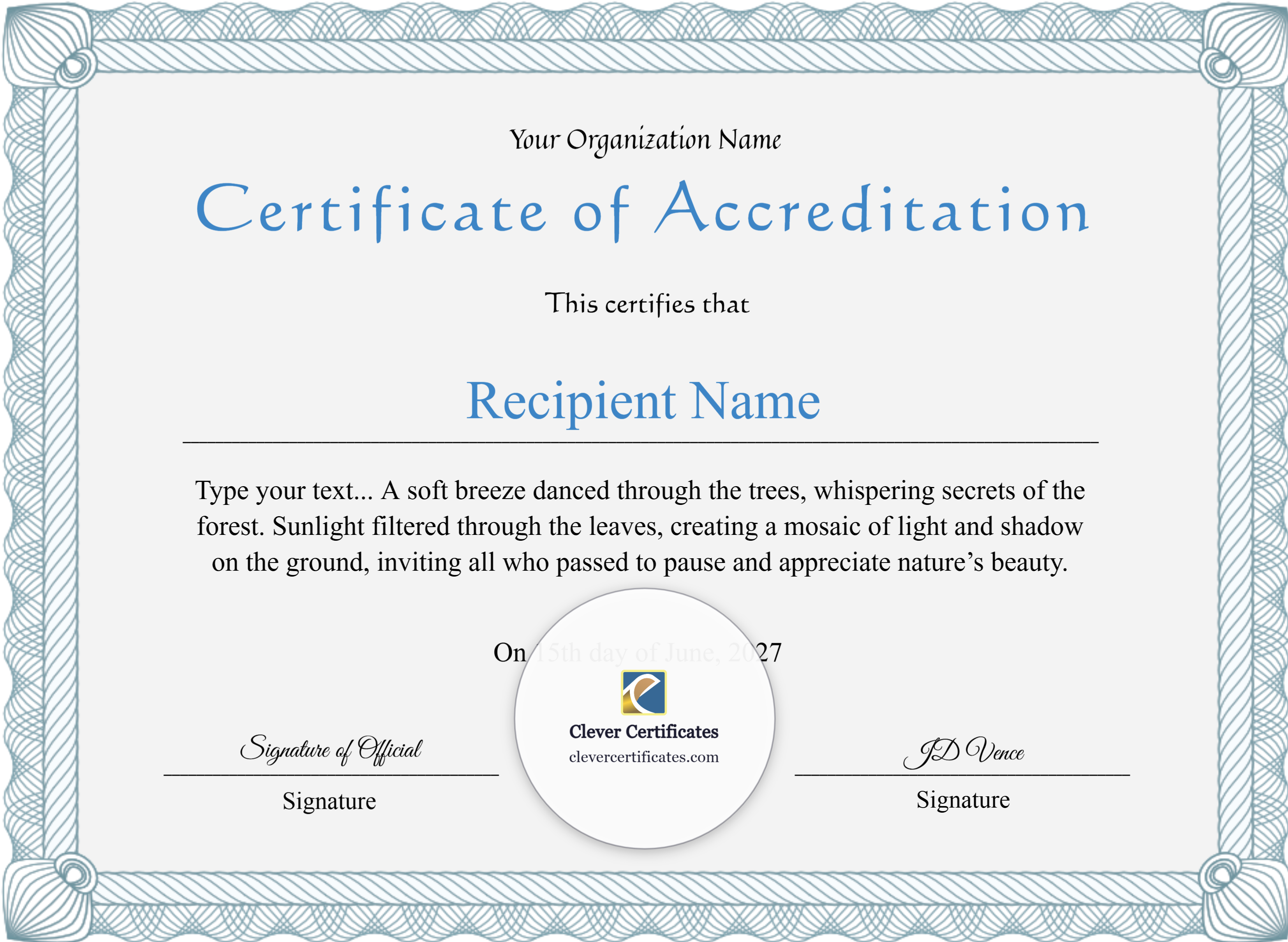 Certificate preview