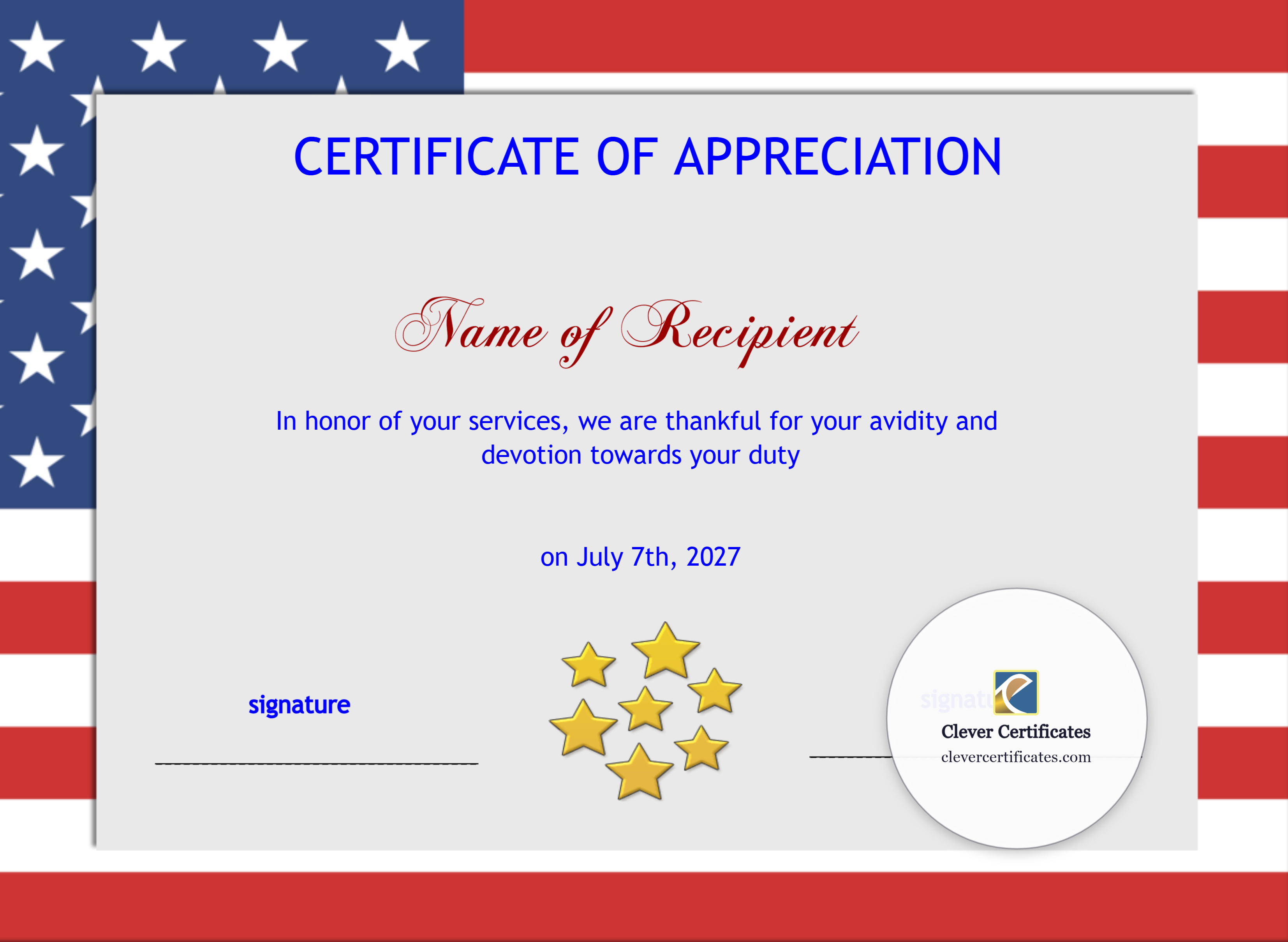 Certificate preview