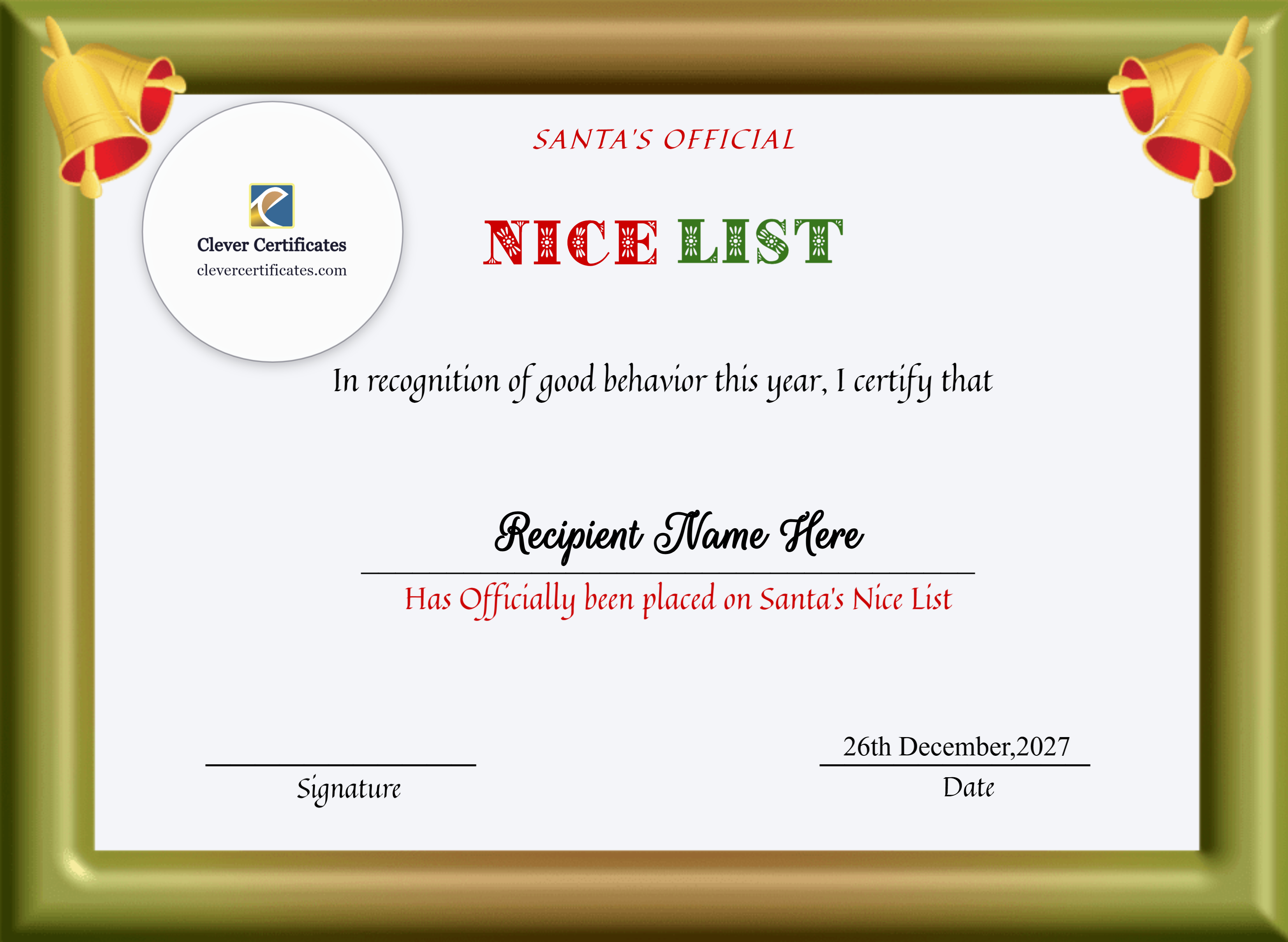 Certificate preview