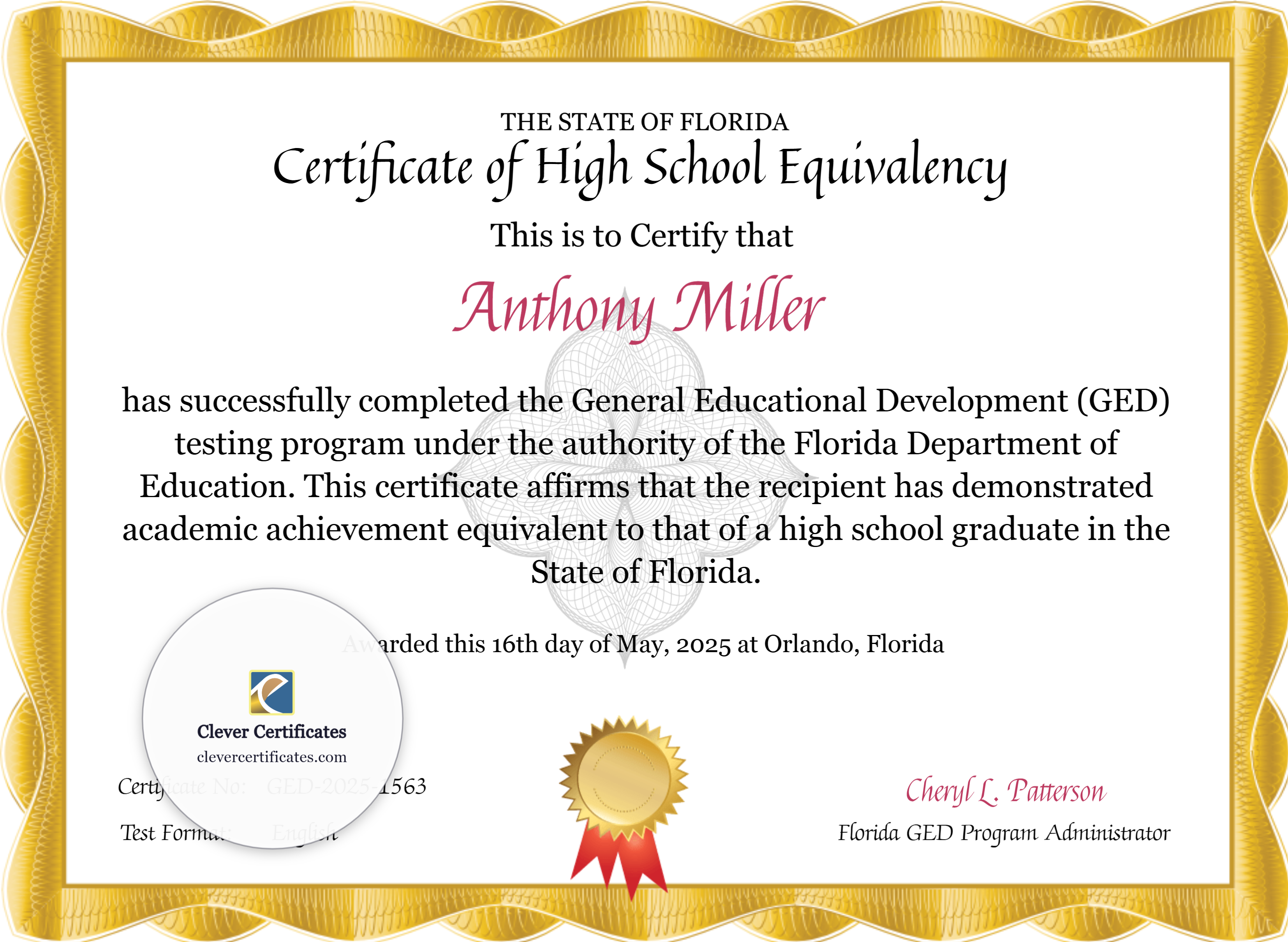 Certificate preview