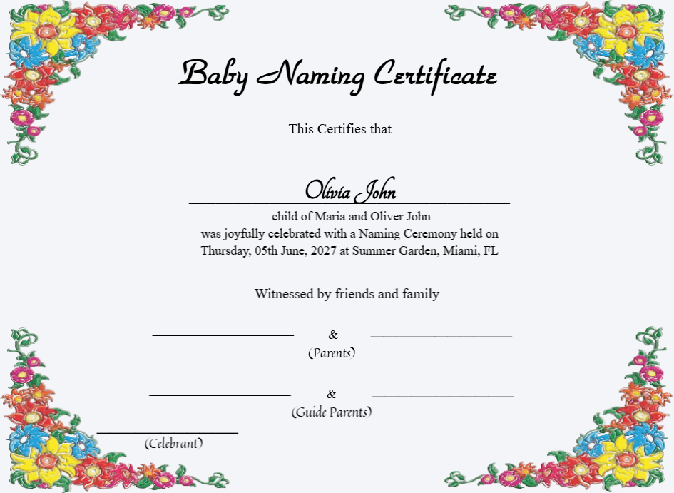 Certificate preview