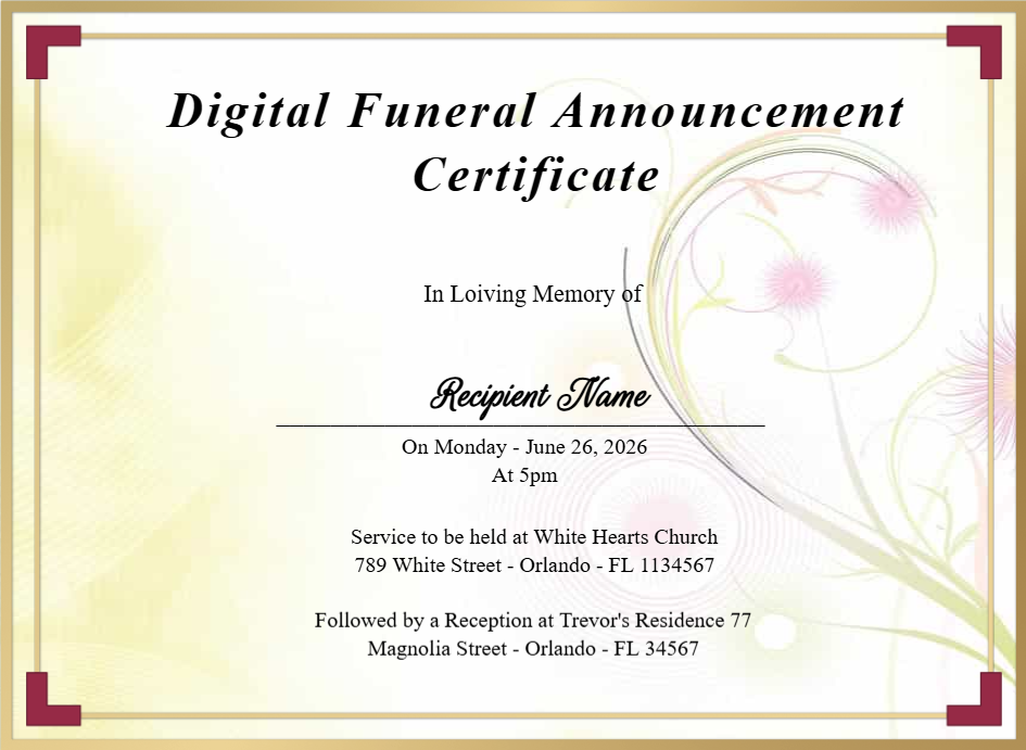 Certificate preview