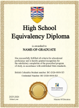 British Columbia High School Equivalency Diploma – Portrait