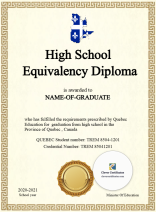 Quebec High School Equivalency Diploma – Portrait (Style 2)